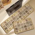 Set tappeti da cucina antiscivolo assorbente motivo piastrella retrò morbido casa - 40x60cm (Velluto di Cristallo) / Bassotti americani - 2