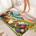 Colorful floral diatomite floor mat for bathroom, entrance, and toilet anti-slip use. - 40*60cm (Diatomaceous Mud) / Simple Floral - 3