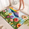 Colorful floral rainbow diatomaceous earth bath mat, absorbent anti-slip floor mat. - 40*60cm (Diatomaceous Mud) / Simple Floral - 4