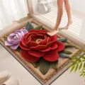 3D Floral Bath Mat Absorbent Non-Slip Crystal Velvet Rug Knitted Flower Floor Mat - Chinese Classical - 8