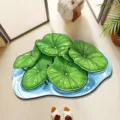 Fresh green leaf diatomite floor mat, irregular non-slip bathroom absorbent soft mat for home floor. - Moonlight over Lotus Pond - 5