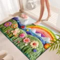 Colorful floral rainbow floor mat, non-slip absorbent bath mat for entrance and bathroom use. - Simple Floral - 5