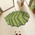 Leaf shaped absorbent floor mat, non slip quick dry soft diatomaceous earth bathroom rug. - Lotus Pond - 6