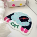 Schicker Cartoon Katzen Tufted Teppich rutschfester weicher Plüsch Bettvorleger für Schlafzimmer - 40*40cm (Kaschmir-Imitat) / Schwarze Katze