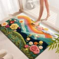 Rainbow floral diatomaceous earth bath mat, absorbent non-slip floor mat for bathroom. - Simple Floral - 7