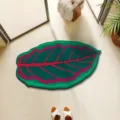 Green leaf shape non-slip absorbent floor mat for bathroom kitchen soft diatomaceous rug - 40*60cm (Diatomaceous Mud) / Moonlight over Lotus Pond - 2