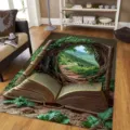 Tapis de salon en velours cristal avec motif de livre d'arbre d'illusion optique 3D. - 40*60 cm (Velours de cristal) / Série visuelle - 3