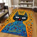 Abstract cat printed crystal velvet rug for living room sofa coffee table and bedroom decor. - Visual Series - 6