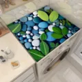 Washing machine cover mat pebble leaf pattern dustproof protector for home desk table - Green Leaves and Blue Stones