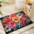 Vibrant Floral Diatomite Bath Mat Non-Slip Absorbent Floor Mat for Bathroom Shower Decor - American Floral 1 / 40x60cm