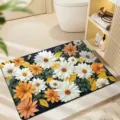 Detailed shot of floral diatomaceous earth bath mat with anti-slip design for bathroom and home. - American Floral 3 / 40x60cm