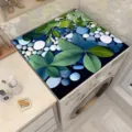 Washing machine cover mat diatomaceous earth top protector dustproof mat green leaves pebble pattern - Colorful Pebbles