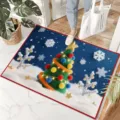 Weihnachtstürvorleger Kristall Samt Urlaubsdekoration Fußmatte rutschfest Teppich - Weihnachtsstil 7