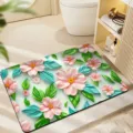 Detail van diatomeeënaarde badmat, 3D bloemenpatroon, absorberende antislip vloermat voor badkamer. - Amerikaans Bloemen 6