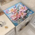 Washing machine cover mat diatomaceous earth dustproof pad for home laundry table top decor - 30*40cm / Flowers in Bloom