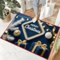 Weihnachtsfußmatte Szenen Detailansicht mit blauem festlichem Design und Weihnachtsgeschenken. - Weihnachtsstil 9