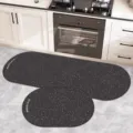 Kitchen anti-slip absorbent floor mat detail showing dark grey speckled two-piece rug set. - 40*60cm (Diatomaceous Mud) / Korean Simple Style - 1