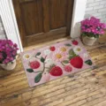 Tappeto rosa con fragola e margherita, morbido zerbino per ingresso e decorazione casa. - 40x60cm / FYR-1
