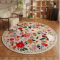 Tapis rond en velours de cristal floral pour salon canape table basse decoration maison. - 40*40cm / Grande fleur 3D 2