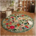 Tapis de salon rond en velours cristal imprime floral antiderapant pour deco maison. - 40*40cm / Grande fleur 3D 3