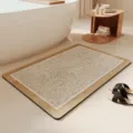 Minimalist wood-grain bathroom absorbent floor mat detail scene, quick-drying entrance foot mat. - 40*60cm (Diatomaceous Mud) / Simple Stripes - 11