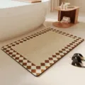 Absorbent bathroom mat with stylish check pattern, ideal for toilet and shower room decor. - 40*60cm (Diatomaceous Mud) / Simple Stripes - 12