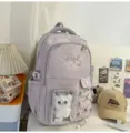Large capacity student school bag with clear front pocket, cute ita backpack for school girls. - With Pendant / Purple