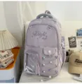 Lavender student backpack ita bag large capacity with transparent pocket and cute stars. - No Pendant / Purple