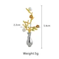 Elegant pearl vase brooch gold and silver two-tone floral pin fashion sweater coat accessory - Bouquet Pearl Brooch