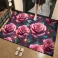 3D Rose Print Floor Mat Absorbent Diatom Mud Door Mat Anti-Slip Entrance Hallway Decor Rug - Chinese Large Floral - 8