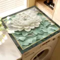 Washing machine cover mat 3D white flower dustproof diatomite top protector for home laundry 1pc - Flowers in Bloom - 7