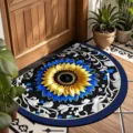 Retro European semicircular floor mat crystal velvet sunflower pattern porch doormat - 40*60cm (Crystal Velvet) / Bohemian Semicircle —— 5