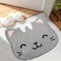 Affascinante tappeto grigio a forma di gatto in finto cashmere, ideale per accoglienti interni. - Gatto Grigio