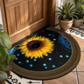 Retro semicircular sunflower doormat, crystal velvet absorbent entrance floor mat for home decor. - 40*60cm (Crystal Velvet) / Bohemian Semicircle —— 6