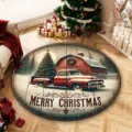 Alfombra redonda de terciopelo de cristal decorativa navideña americana para sala hogar - Navidad - 6
