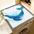 Diatomite washing machine cover mat dustproof quick drying blue whale design home top pad - Flowers in Full Bloom - 9