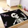 Halloween cartoon skeleton non-slip doormat absorbent crystal velvet bath mat for home entry. - Halloween - 9