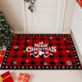 Christmas red and black plaid welcome door mat festive indoor floor mat home decor - Christmas-14