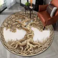 3D visuele boom kristal fluweel rond vloerkleed voor woonkamer slaapkamer vloer decoratie - Grote boom 5