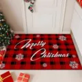Christmas buffalo plaid red and black doormat holiday festive home entry decorative floor mat - Christmas-15