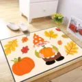 Autumn Gnome Pumpkin Doormat Non-Slip Crystal Velvet Absorbent Floor Mat for Entrance Porch - Halloween - 11