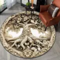 3D visuele boom kristal fluweel rond vloerkleed voor woonkamer slaapkamer huisdecoratie detailweergave. - Grote boom 9
