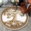 3D visuele boom rond vloerkleed, kristalfluweel zachte mat voor woonkamer, slaapkamer en bedkant. - Grote boom - 10