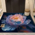 Luxury entryway floor mat with large peony flower pattern, soft absorbent non-slip door rug for home. - Luxury Large Floral - 7