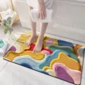 Colorful 3D abstract plush bath mat absorbent non-slip floor carpet for bathroom home. - 40*60cm / 3D Visual Plush - 1