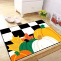 Halloween pumpkin doormat check pattern non-slip absorbent floor mat for home entryway - Halloween 13