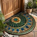 Retro European semi-circular crystal velvet doormat with elegant sunflower pattern variant. - 40*60cm (Crystal Velvet) / Bohemian Semicircles 14