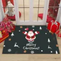 Tessuto natalizio con Babbo Natale, tappeto antiscivolo per ingresso di casa. - 40*60cm (Velluto di Cristallo) / Serie di Natale - 17