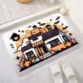 Halloween themed doormat, cute cartoon house pumpkin pattern, non-slip absorbent door mat. - Halloween —— 6