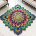 Exquisite peacock feather floral area rug for living room sofa and bedroom floor decor. - 40x40cm (Crystal Velvet) / Peacock Floral——2